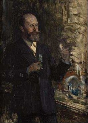 Portraitstudie Emil Fischer, Chemiker und Nobelpreisträger. Entwurf zu dem verschollenen Gemälde "Letzte Sitzung der Preußischen Akademie der Wissenschaften im alten Haus"