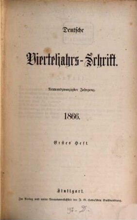 Deutsche Vierteljahrs-Schrift. 1866,1/2 = Jg. 29