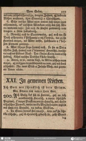 XXI. In gemeinen Nöthen