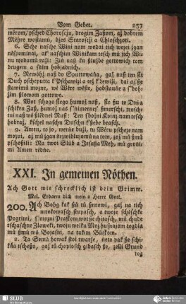 XXI. In gemeinen Nöthen