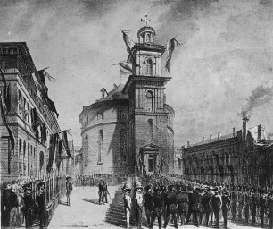 Frankfurt am Main, Einzug zum Vorparlament der Deutschen Nationalversammlung in die Paulskirche zu Frankfurt, 1848