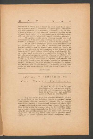 Acción y pensamiento : El maestro de la filosofía contemporánea, en este ensayo magistral, pide que pensemos como hombres de acción, pero que actuemos como hombres de pensamiento.