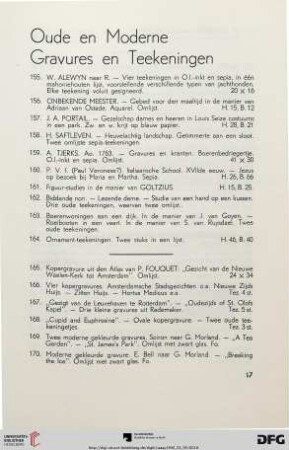 Oude en moderne gravures en teekeningen (Nr. 155-186)
