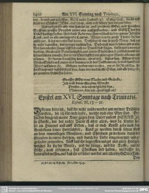 Epistel am XVI. Sonntage nach Trinitatis, Ephes. III, 13-21