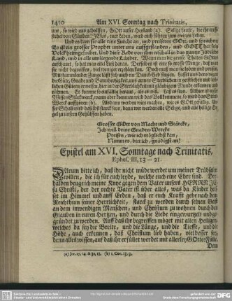 Epistel am XVI. Sonntage nach Trinitatis, Ephes. III, 13-21