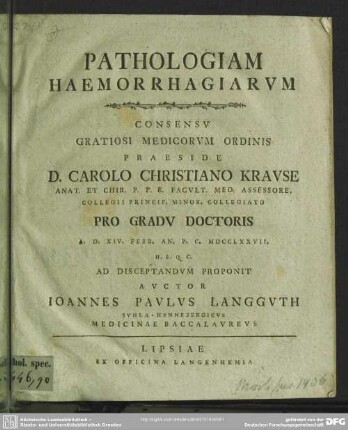 Pathologia Haemorrhagiarum