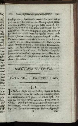 Saeculum Septimum. Fata Prospera Ecclesiae.