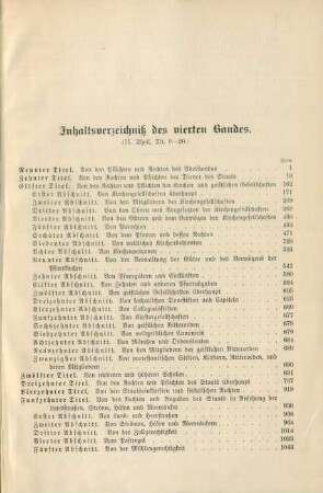 Inhaltsverzeichniß des vierten Bandes