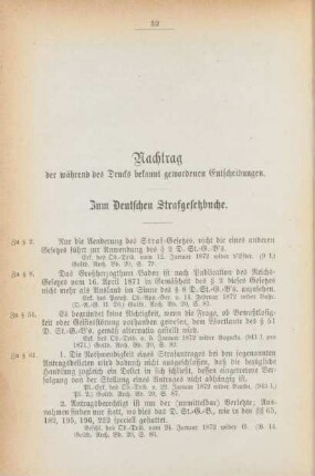 Nachtrag der während des Drucks bekannt gewordenen Entscheidungen