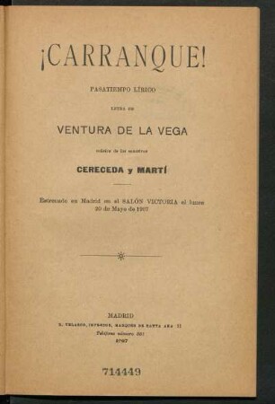Carranque! : pasatiempo lírico