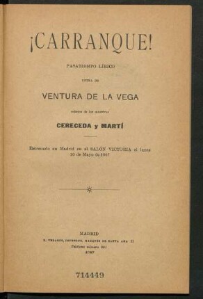 Carranque! : pasatiempo lírico