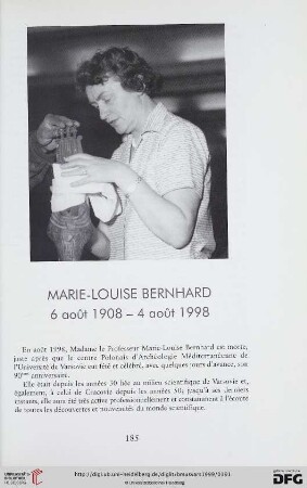 Marie-Louise Bernhard: 6 août 1908 - 4 août 1998