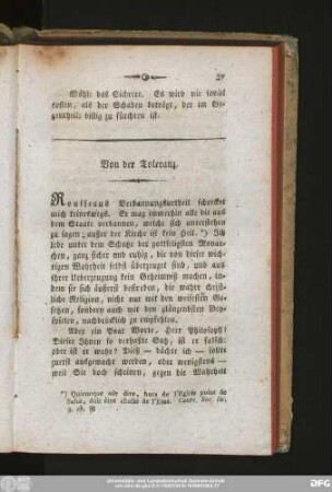 Von der Toleranz.