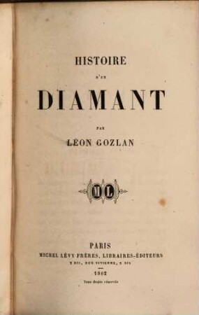 Histoire d'un diamant