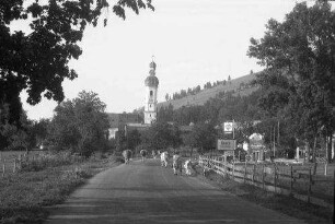 Elbach: Ortseingang mit Kuhherde