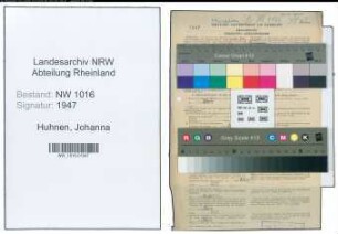Entnazifizierung Johanna Huhnen , geb. 08.03.1890 (Lehrerin)