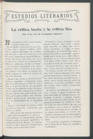 La crítica basta y la crítica fina : Estudios literarios