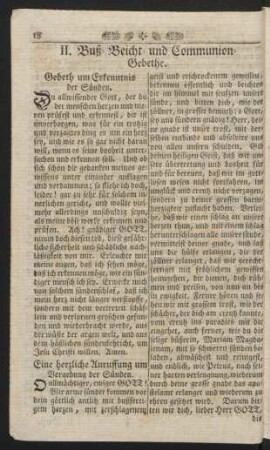 II. Buß- Beicht- und Communion-Gebethe