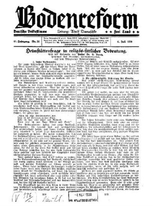 Heimstättenfrage in religiös-sittlicher Bedeutung