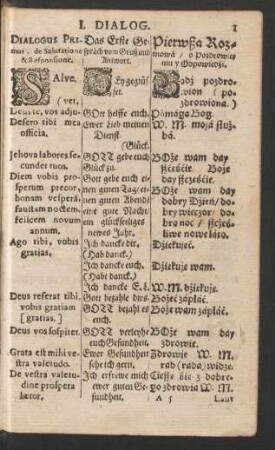 Dialogus Primus = Das Erste Gespräch = Pierwßa Rozmowa