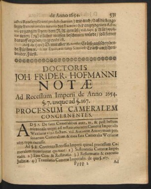 Doctoris Joh. Frider. Hofmanni Notae