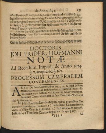 Doctoris Joh. Frider. Hofmanni Notae