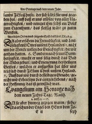 Evangelium am Sontage nach dem neuen Jahrs-Tage/ ...