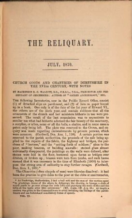 The reliquary : depository for precious relics, legendary, biographical, and historical. 11. 1870/71