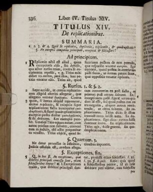 Titulus XIV. De replicationibus