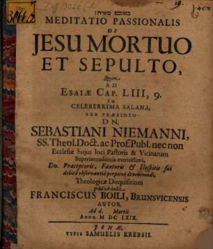 Meditatio Passionalis De Jesu Mortuo Et Sepulto,
