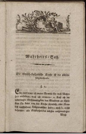 Wahrheits-Satz. Die römisch-katholische Kirche ist die allein-seligmachende