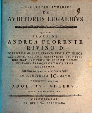 Diss. iur. de auditoriis legalibus
