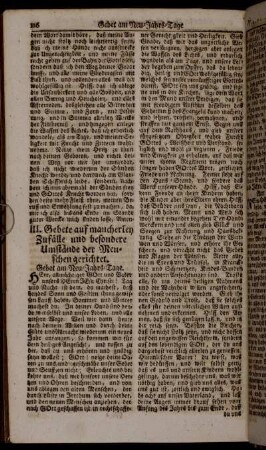 III. Gebete auf mancherley Zufälle und besondere Umstände der Menschen gerichtet.