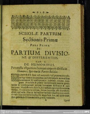 Sectionis Primae