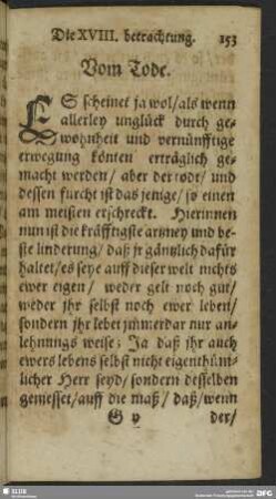 Die XVIII. betrachtung. Vom Tode