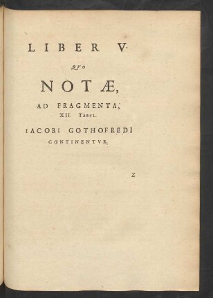 Liber V. Quo Notae, Ad Fragmenta, XII. Tabul.