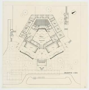 Kongress- und Konzerthalle, Augsburg Wettbewerb: Grundriss 1. OG