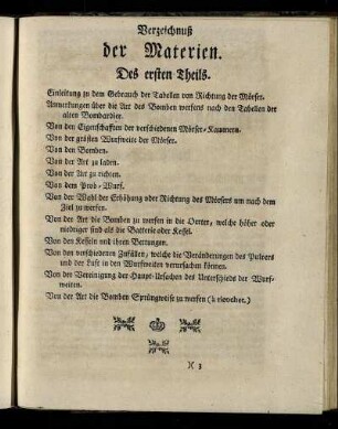 Verzeichniß der Materien. Des ersten Theils.