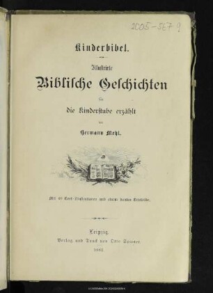 Kinderbibel : illustrirte biblische Geschichten für die Kinderstube erzählt