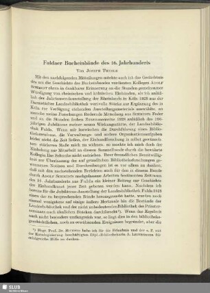 Fuldaer Bucheinbände des 16. Jahrhunderts