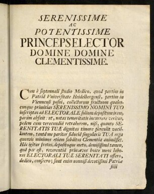 Serenissime Ac Potentissime Princeps Elector...