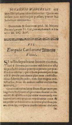 VII. Exequiae Catharinae Ulmerin Viduae.