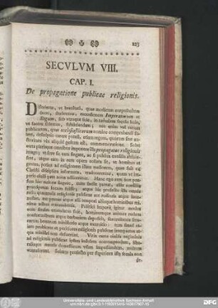 Cap. I. De propagatione publicae religionis.