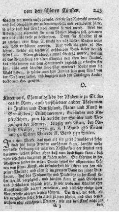 Natur und Kunst in Gemählden, Bildhauereyen, Gebäuden und Kupferstichen. Bd.1.2.