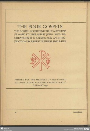 Buchtitel "The four Gospels"