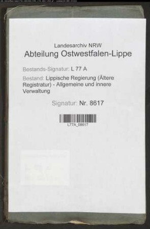 Wege-(Chaussee-)gelderhebung zu Elbrinxen und Rischenau