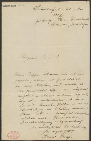 Brief an B. Schott's Söhne : 30.05.1887