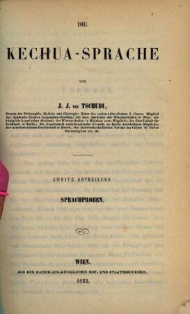 Die Kechua-Sprache, 2. Sprachproben