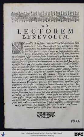 Ad Lectorem Benevolum.