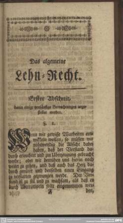 Erster Abschnit, darin einige vorläufige Betrachtungen angestellet werden